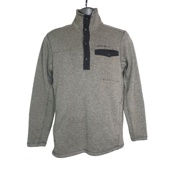 Eddie Bauer Men's Grey 1/4 Snap Pullover Sweater Size S Fleece-Lined Casual Trai - Picture 1 of 8